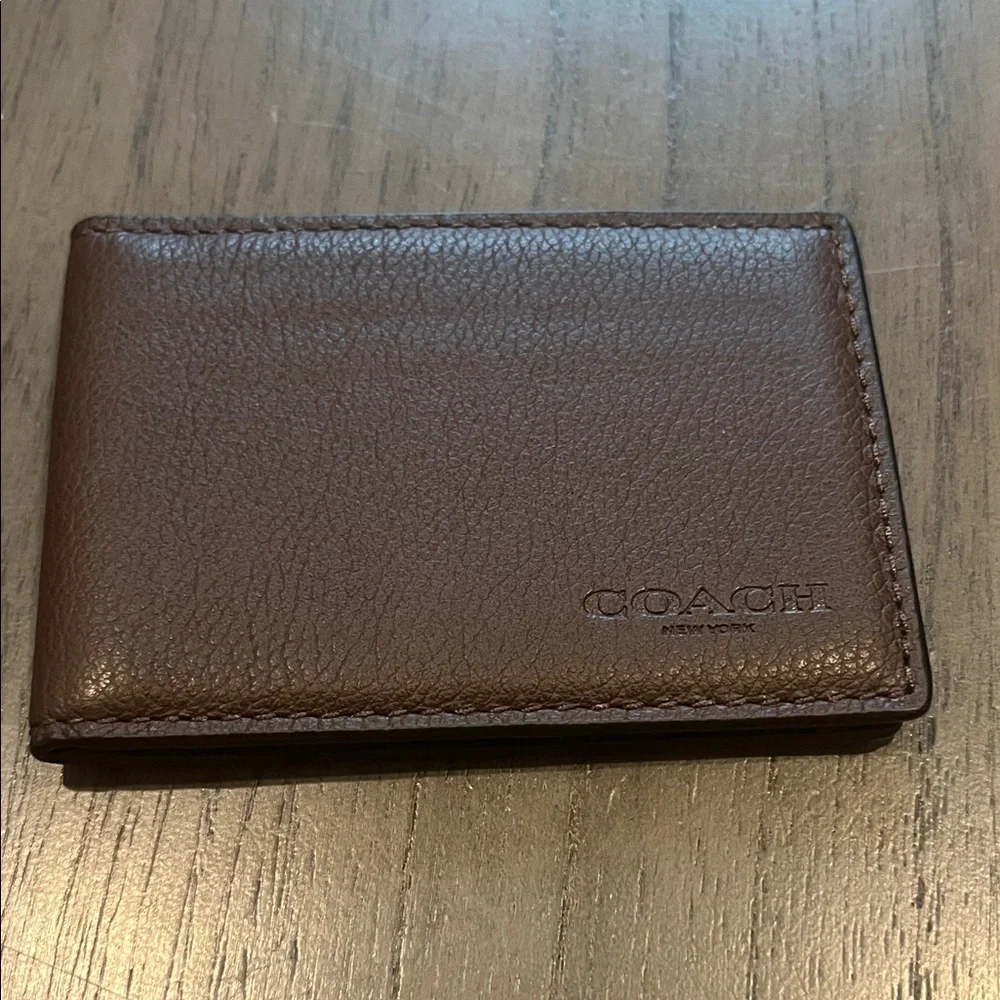 Coach Dark Brown Leather Card Holder - Picture 1 of 3